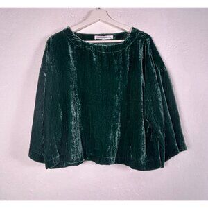 Cupcakes And Cashmere Womens Green Crushed Velvet Dolman Sleeve Top Small New